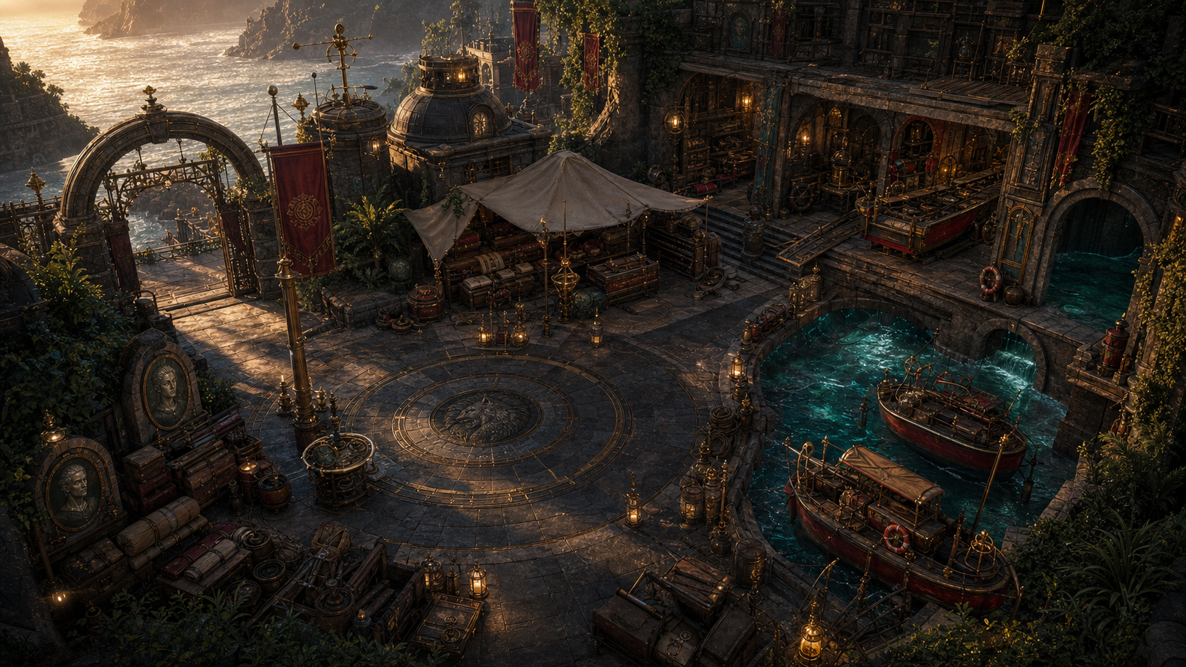 High-fidelity isometric concept art for Ruby's Expedition Yard