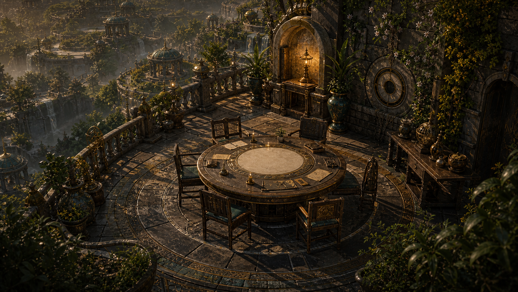 High-fidelity isometric concept art for Apiary Project — Table