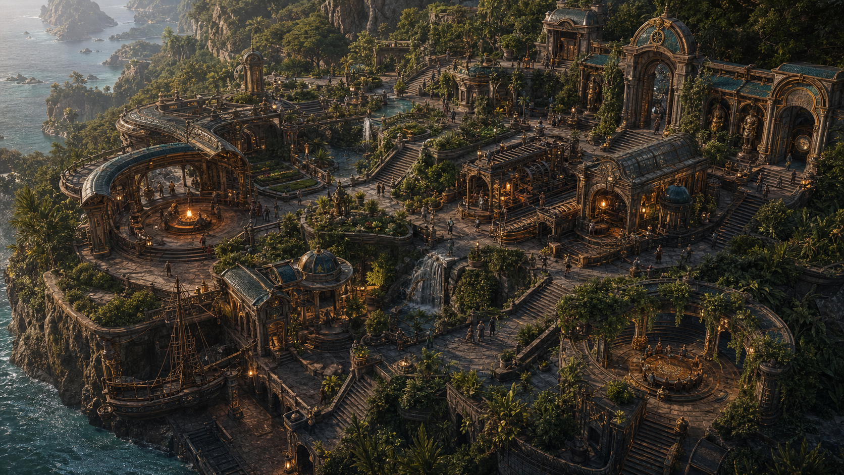 High-fidelity isometric concept art for Apiary Project — Compound