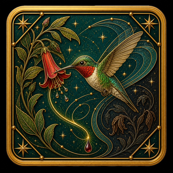 Ruby-throated Hummingbird card artwork