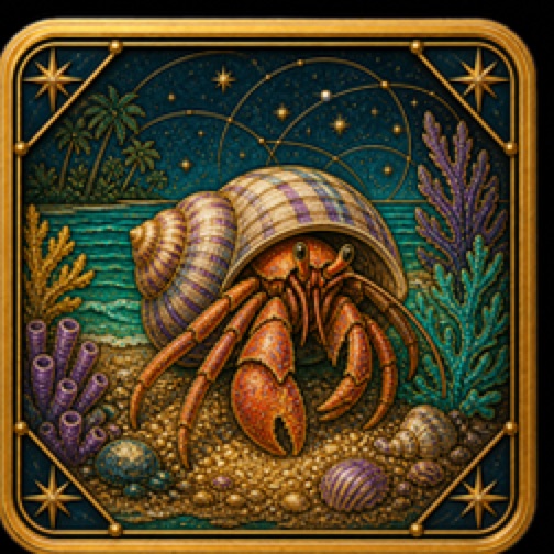 Caribbean Hermit Crab card artwork