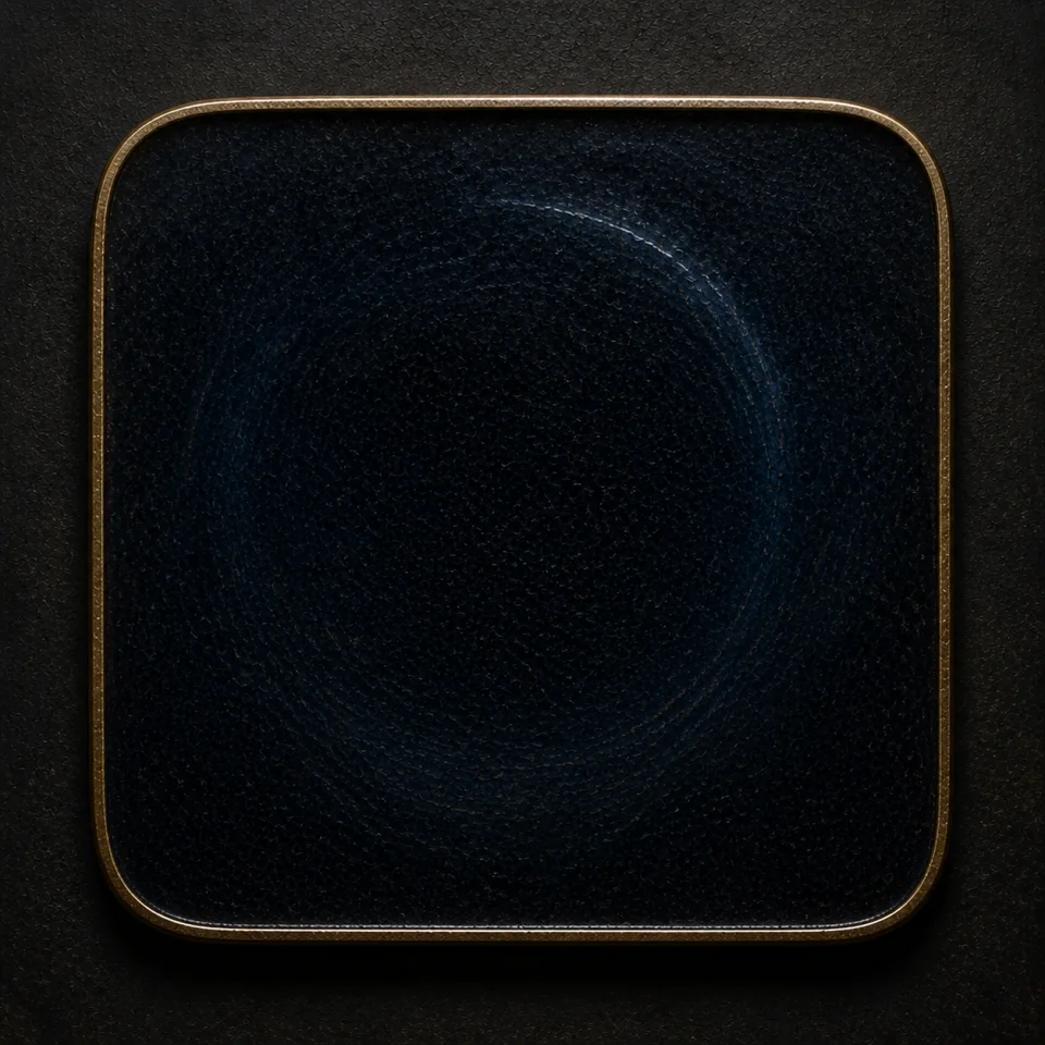 Dark hand-worked enamel oracle tile