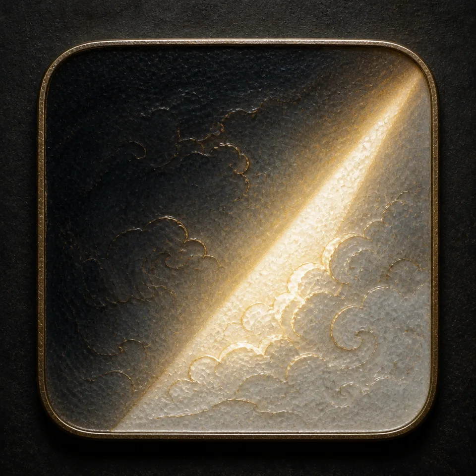 Light hand-worked enamel oracle tile