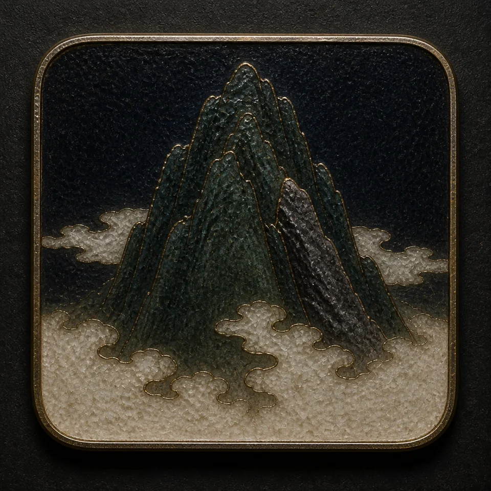 Mountain hand-worked enamel oracle tile