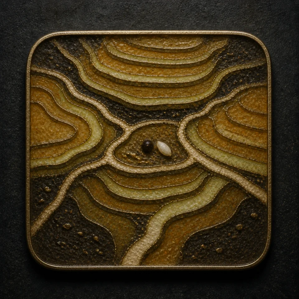 Earth (Tu) hand-worked enamel oracle tile