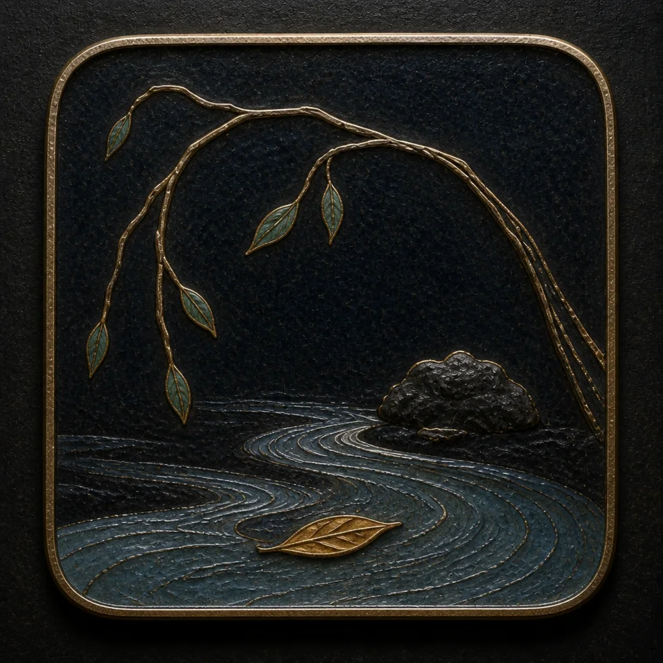 Wu Wei hand-worked enamel oracle tile