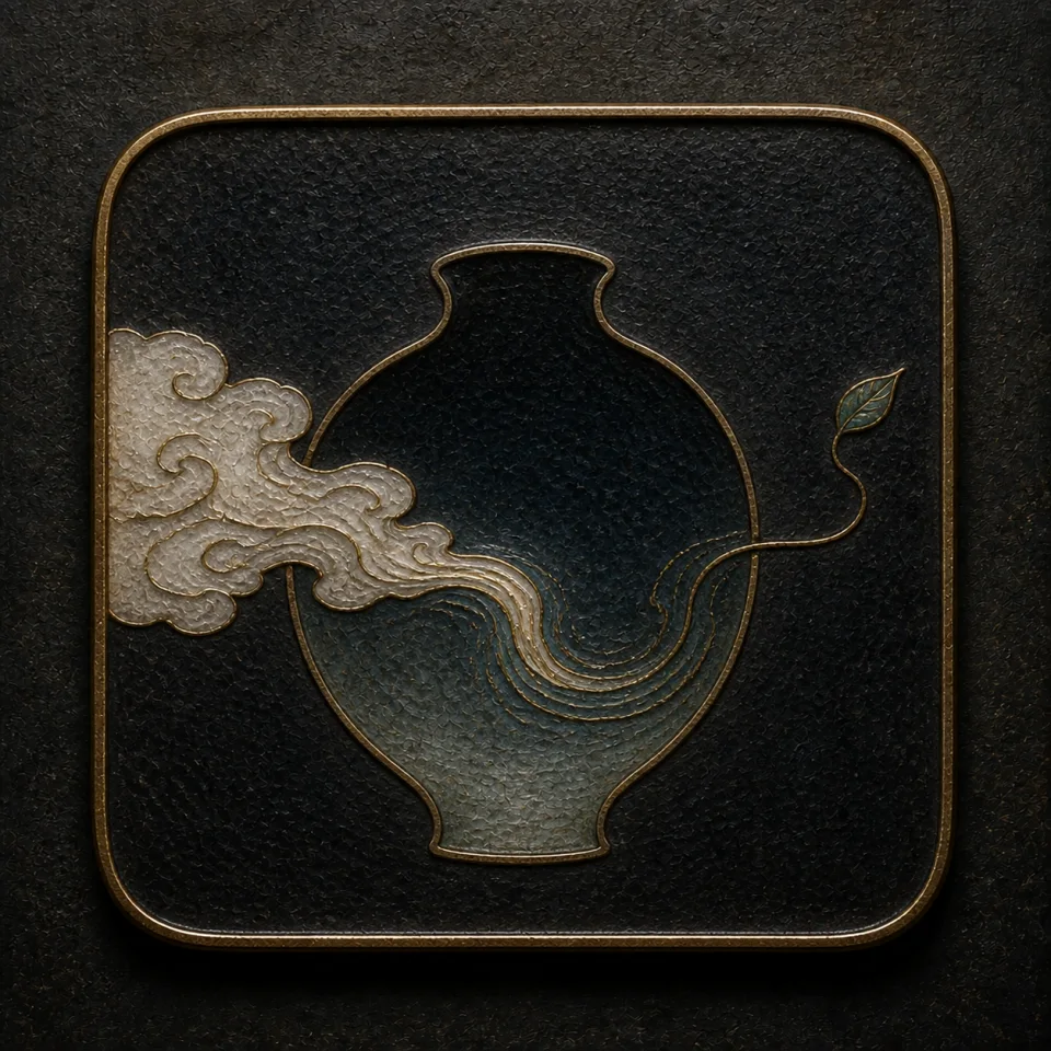 Breath (Qi image) hand-worked enamel oracle tile
