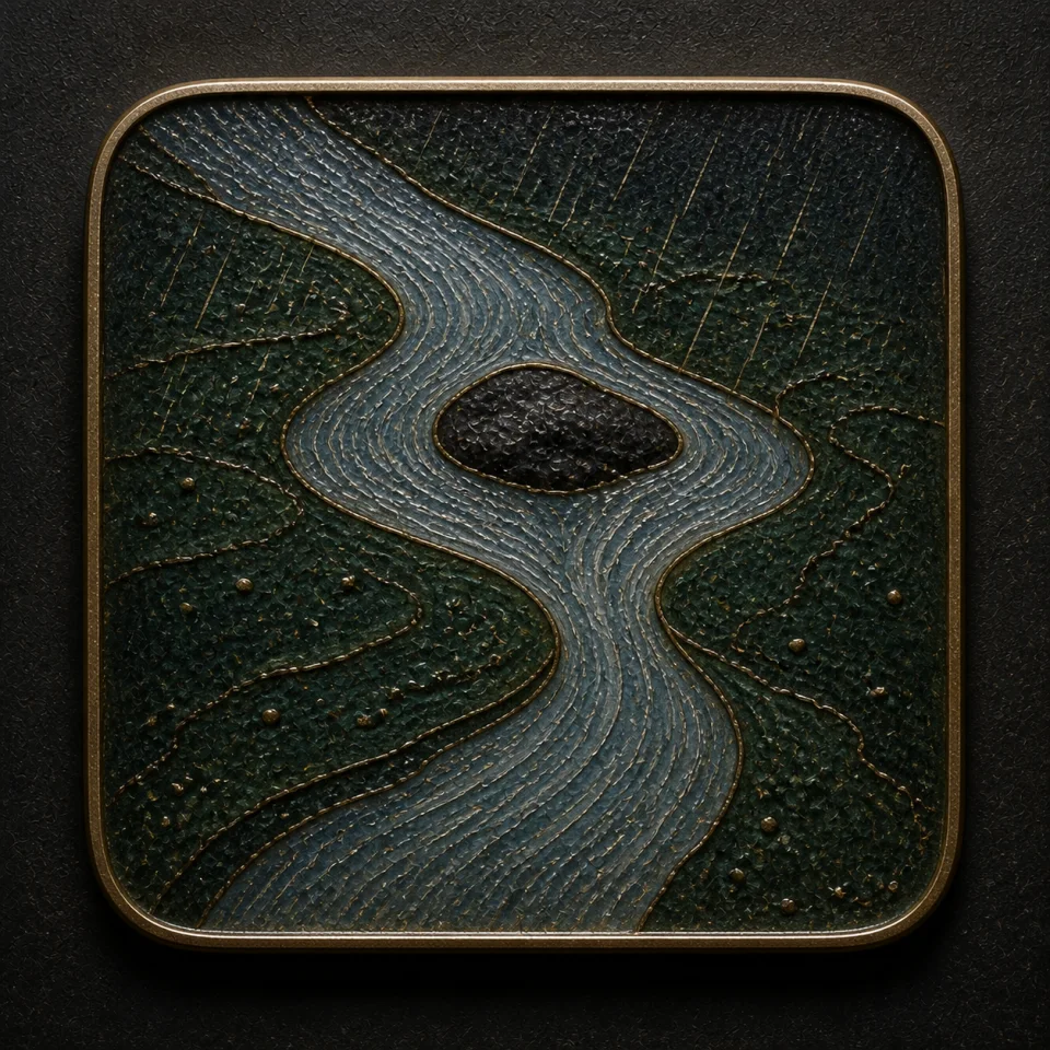 River hand-worked enamel oracle tile
