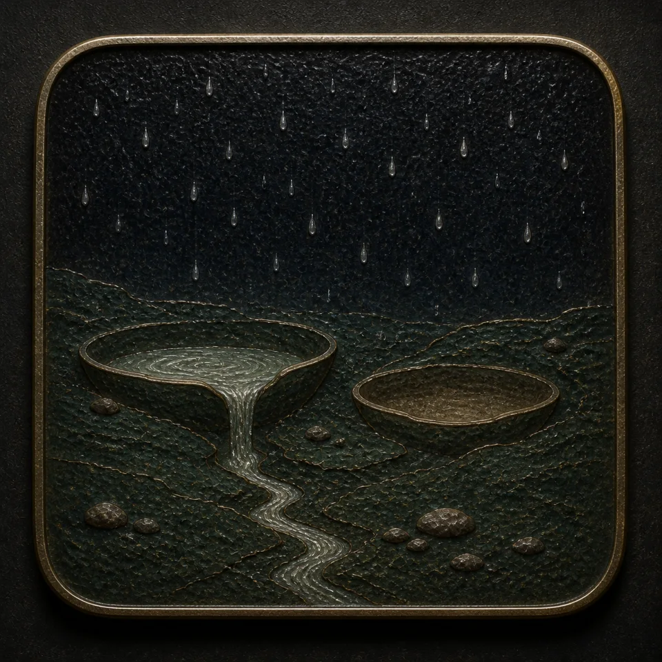 Rain hand-worked enamel oracle tile