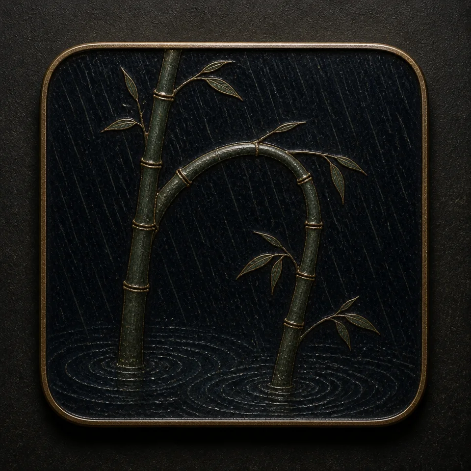 Bamboo hand-worked enamel oracle tile
