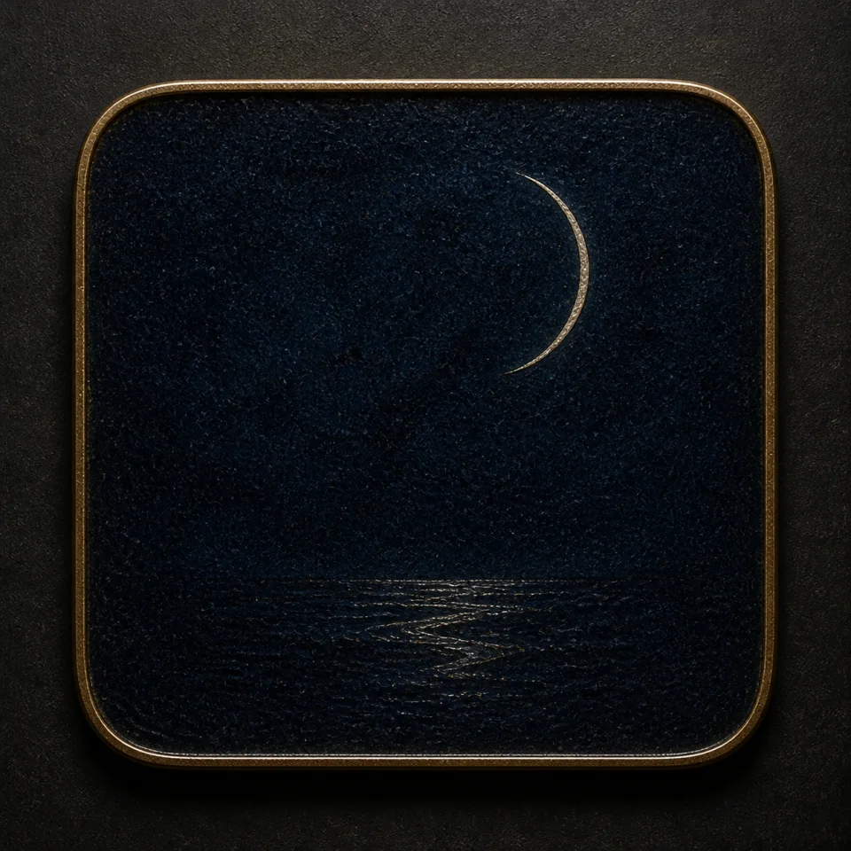 Moon hand-worked enamel oracle tile