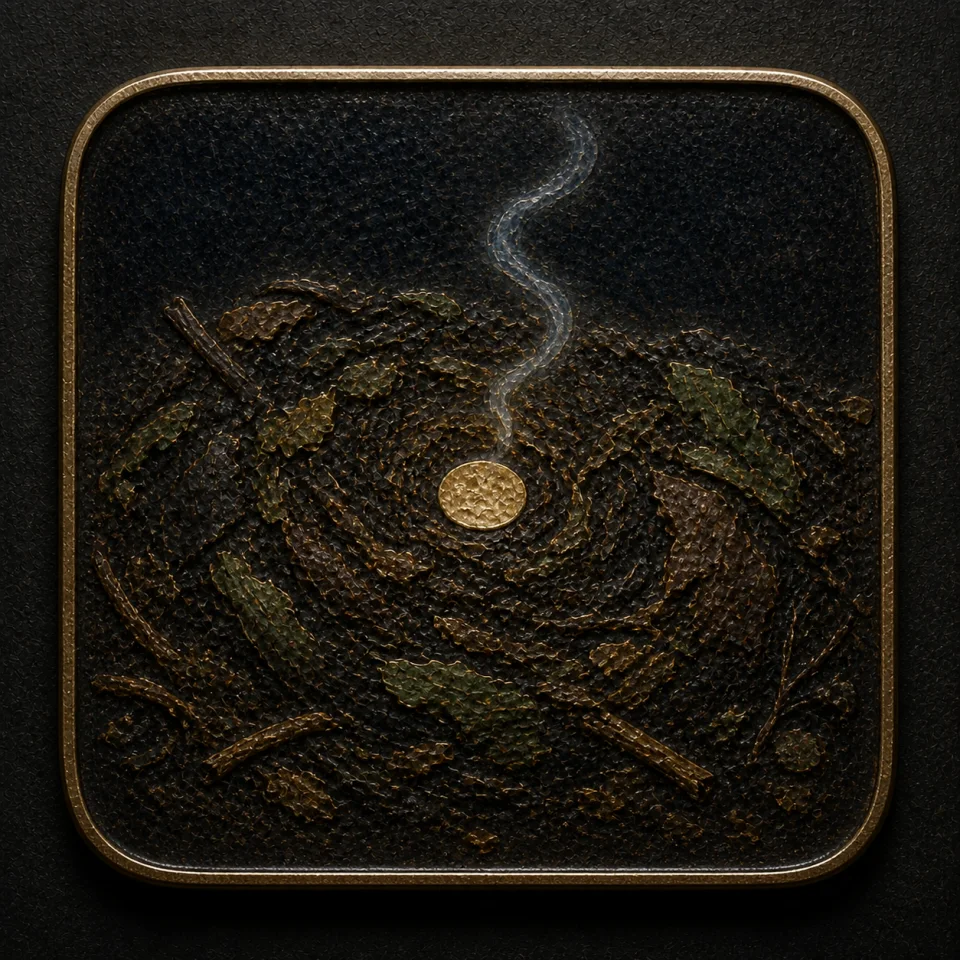 Compost hand-worked enamel oracle tile